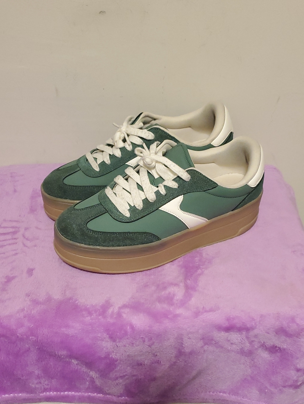 Premier Designs Green Platform Sneakers with White Trim